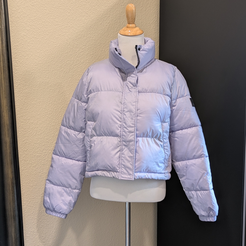Calvin Klein XS Cropped Puffer Jacket Lavender Water Resistant